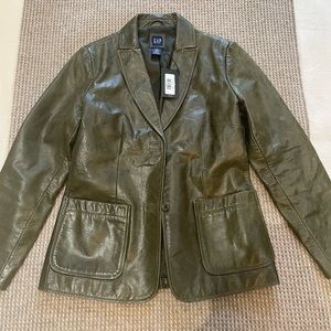 Vintage Gap 100% Leather Olive Blazer